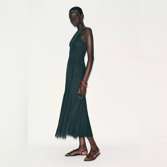 ZARA LONG TULLE GODET DRESS - Picture 3 of 7